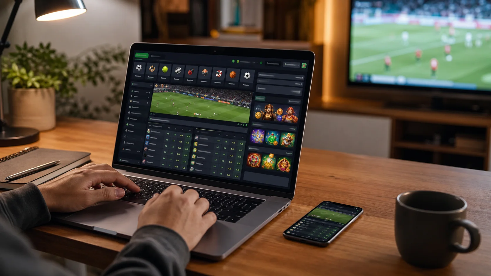 Plataforma wazamba em notebook e celular com apostas esportivas e cassino online